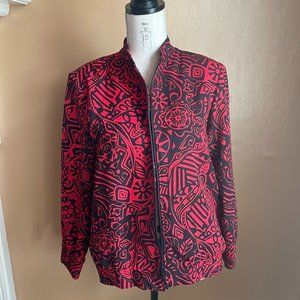 Red and Black Abstract Jacket Medium Petite